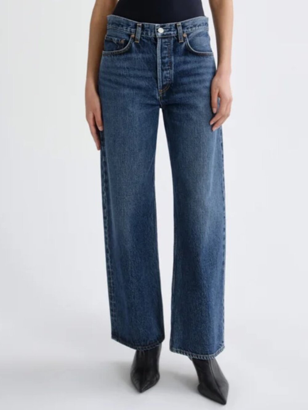 AGOLDE Arc Loose Wide-Leg Jeans Size 28 High Rise Shortwave Short Wave Inseam 25